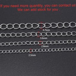 5m/lot 2.5 2.8 3.6 4.8 mm Long Open Link Ring Extended Extension Necklace Chains Tail Extender Chain For Jewelry Making Supplies
