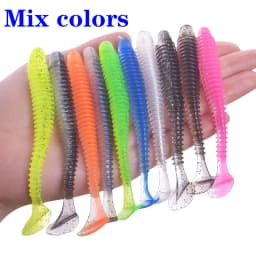 WDAIREN Worm Fishing Lures 5cm 7cm 9cm Double Color Silicone T Tail Soft Bait Artificial Baits Bass Jig Wobblers Swimbait Tackle