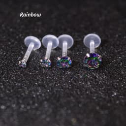 1Pc 16G 6/8mm Clear Rainbow Lip Stud Acrylic Flexible Push-in Monore Labret Ear Cartilage Tragus Piercing Body Jewelry Bioplast