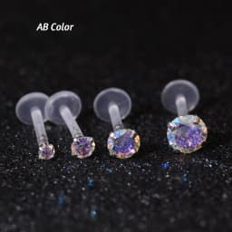 1Pc 16G 6/8mm Clear Rainbow Lip Stud Acrylic Flexible Push-in Monore Labret Ear Cartilage Tragus Piercing Body Jewelry Bioplast