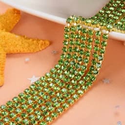 1yard/piece SS6 SS8 SS12 19Colors Glass Crystal Rhinestone Chain,Gold Bottom Sew On Cup Chains For Diy Garment Bags Decorations
