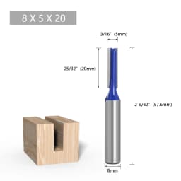 LAVIE 1pc 8mm Shank Straight Bit Double Flute Router Bits Milling Cutter For Wood Woodwork Tool C08-002