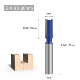 LAVIE 1pc 8mm Shank Straight Bit Double Flute Router Bits Milling Cutter For Wood Woodwork Tool C08-002