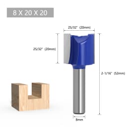 LAVIE 1pc 8mm Shank Straight Bit Double Flute Router Bits Milling Cutter For Wood Woodwork Tool C08-002