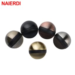 NAIERDI Rubber Door Stopper Zinc Alloy Hidden Door Holder Non Punching Sticker Floor Mounted Nail-free Door Stop Door Hardware