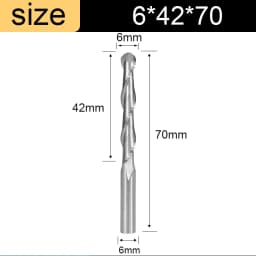 Vsharp 2 Flutes Ball Nose End Mill 3.175/4/ 6/8mm Shank Tungsten Carbide Engraving Milling Cutter Wood MDF 3D Carving CNC Tool