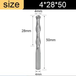 Vsharp 2 Flutes Ball Nose End Mill 3.175/4/ 6/8mm Shank Tungsten Carbide Engraving Milling Cutter Wood MDF 3D Carving CNC Tool