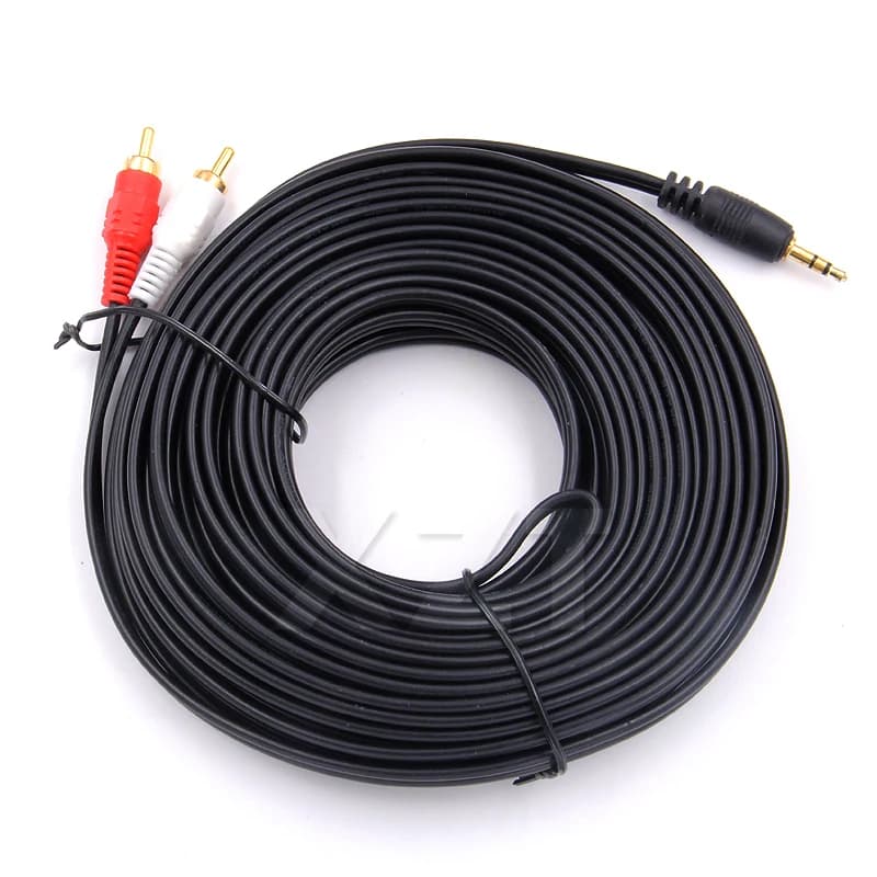 15m/10m RCA Cable 3.5mm Jack to 2 RCA Aux Cable 3.5 mm to 2RCA Adapter Splitter Audio Cable for TV Box Home Theater Speaker Wire