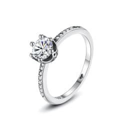 Original 925 Sterling Silver Ring Love Heart Wishbone Moon Sun Rings Crystal Rose Gold For Women Wedding Gift Luxury Jewelry
