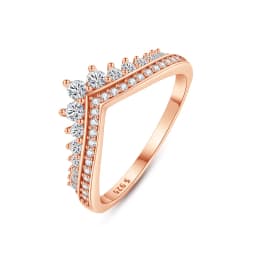 Original 925 Sterling Silver Ring Love Heart Wishbone Moon Sun Rings Crystal Rose Gold For Women Wedding Gift Luxury Jewelry