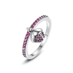 Original 925 Sterling Silver Ring Love Heart Wishbone Moon Sun Rings Crystal Rose Gold For Women Wedding Gift Luxury Jewelry