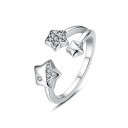 Original 925 Sterling Silver Ring Love Heart Wishbone Moon Sun Rings Crystal Rose Gold For Women Wedding Gift Luxury Jewelry