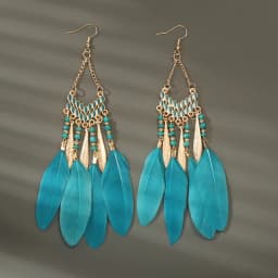 Boho Long Feather Dangle Women's Earrings Beach Long Tassel Beads Handmade Flower Enamel Earrings Bride Wedding Pendientes Mujer