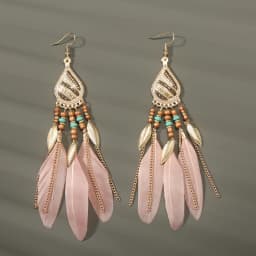 Boho Long Feather Dangle Women's Earrings Beach Long Tassel Beads Handmade Flower Enamel Earrings Bride Wedding Pendientes Mujer