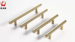 KAK 20pcs Brushed Gold Kitchen Handle Stainless Steel T Bar Door Pull 76mm 96mm Cabinet Knobs and Handles Black Furniture Handle