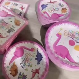 Pink Dinosaur Party Decorations Birthday Dinour Tableware Set Happy Birthday Party Decoration For Kids Boy Jungle Wild Party Dec