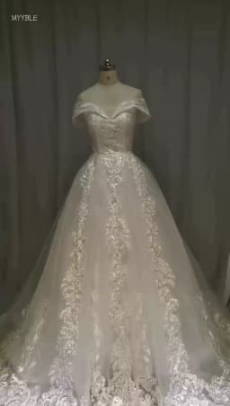 Customized Arabic Lace Ball Gown Wedding Dresses Off the Shoulder Chapel Wedding Gowns Sequins Beaded Plus Size Bridal Dress