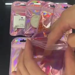 50pcs Iridescent Ziplock Bag Transparent Laser Thicken Plastic Seal Bags for Jewelry Display Handicrafts Nail Eyelash Packaging
