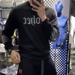 Rhinestone Style Winter Trend Men Hoodie High Quality Pure Cotton Hoody Casual Fashion Pullover Hot-Selling Tops