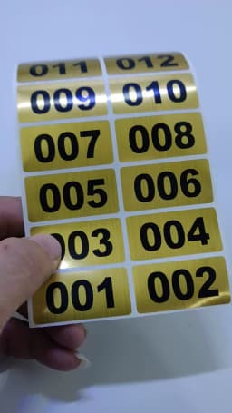 1000 Consecutive Sequential Numbering Labels Adhesive Number Sticker Gold Colour