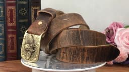 Brass Owl Belt Buckle Yellow Belts For Men Ceinture Homme Men Leather Belt Cowboy Jeans Male Leather Belt Strap Wide MBT0106