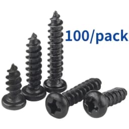 100 Pcs/Lot M1 M1.2 M1.4 M1.5 M1.7 M2 M2.3 M2.6 M3 M3.5 M4 M5 Black Carbon Steel Phillips Self-tapping Screws Cross Round Head