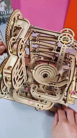 3d Wooden Puzzle Marble Runs Mechanical Puzzles Self Assembly Toy STEAM Educational Toys Model Building Kits for Kids Adult Gift