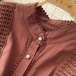 Chic Lace Slim Stand Collar Long Sleeve Spliced Single Breasted Dress High Street Vintage Evening Women Autumn Winter Clothing