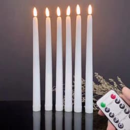 6Pcs Flameless Taper Candles Warm White Lights LED Battery Operated Candlestick With Remote for Birthday Wedding Window Decor
