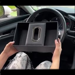 Car Armrest Storage Box Organizer Auto Armrest Organizer Box For Tissue Metal Drawing Port Design Vehicle Storage Tool For