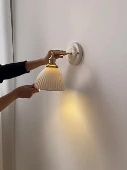 Nordic Wall Lamp White Ceramic Lampshade Bedside Lamp Bedroom Living Room Bathroom Mirror Light French Retro Home Decor Wandlamp