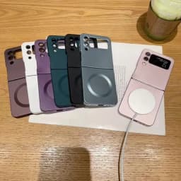 for Samsung ZFlip 4 Luxury for Magsafe Matte Case for Samsung Galaxy Z Flip 6 4 3 5 Flip4 Wireless Charger Soft Silicone Cover