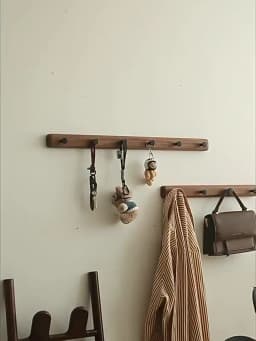 Hanging clothes rack, wall mounted black walnut wood, entrance hall, entrance door, clothes hanger, hat, clothes hook