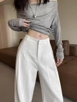 White Ramie Wide-leg Pants Women's Summer Thin High Waist Drape Old Money Style Suit Straight Sub-cotton and Linen Casual Pants