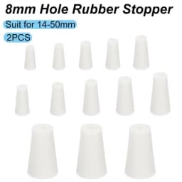 2PCS Silicone Stopper White Semi-transparent With 8mm Holes Tapered Reusable Lab Seal Stoppers Suitable for Test Tubes Flasks