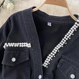 Fall 2026 New Retro Denim Jacket Coat Female Temperament V-neck Single-breasted Beaded Waist Slim Jacket Top KK1333
