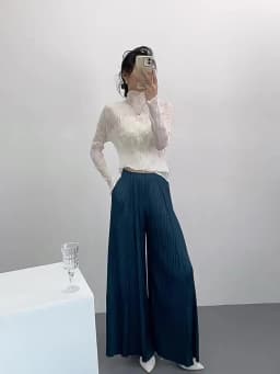 Miyake Pleated Wide-Leg Pants 2026 New Straight-Leg Pleated High-Waisted Drapey Casual Wide-Leg Trousers Women Lightweight Pants