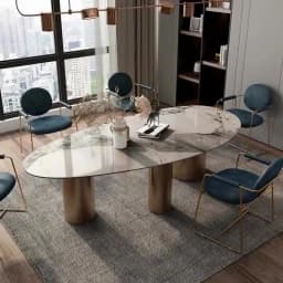 Any Size Custom Italian Marble Dining Table Natural Stone Luxury Dining Set Villa Mansion Penthouse Kitchen Home Furniture Decor