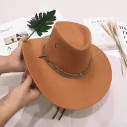 Wide Brim Cowboy Hat Classic Western Hats With Adjustable Neck Draw String Vintage Cattleman Hat For Dress-up Parties Costume