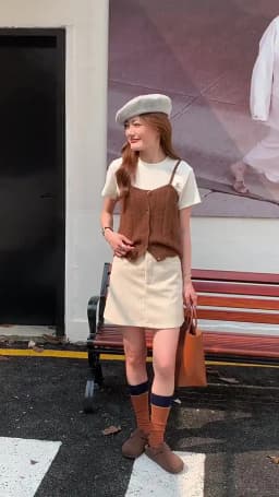 Women's High-Waist A-Line Short Skirt Spring Autumn Retro Brown Corduroy Skirts Woman Solid Color Straight Leg Pencil Skirt Mini