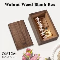 5PCS Unfinished Storage Boxs Solid Natural Wooden With Sliding Top For Necklace Ring Gift Blank Box USB Decorative Gift Case Box