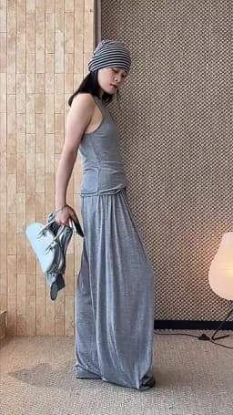 Summer Elastic Drawstring Wide-Leg Casual Pants, Loose And Drapey, Fresh Long Pants For Women