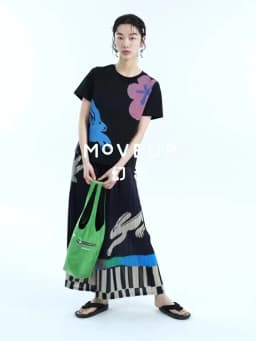 Pleated summer new FUN series elastic waist pocket fun printing casual straight-leg pants women trousers