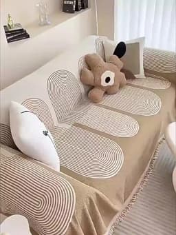 Bohemian Style Thickened Chenille Sofa Cover Geometric Arch Pattern Sofa Towel Woven Tassel Blanket All Season Couch Protector
