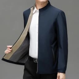 BROWON Brand Mens Daily Jacket Casual Solid Color Stand Collar Work Business Wear-resistant Autumn Jacket for Male Commuting