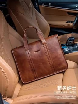 2026 New Men's Genuine Leather Briefcase Top-Grain Cowhide Vintage Business Handbag Shoulder Crossbody Messenger Bag