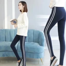 2026 95% Cotton Super Soft Side Striped Women Leggings Sports Outer Wear Pants Korean Fashionable Match High Quality Comfortable